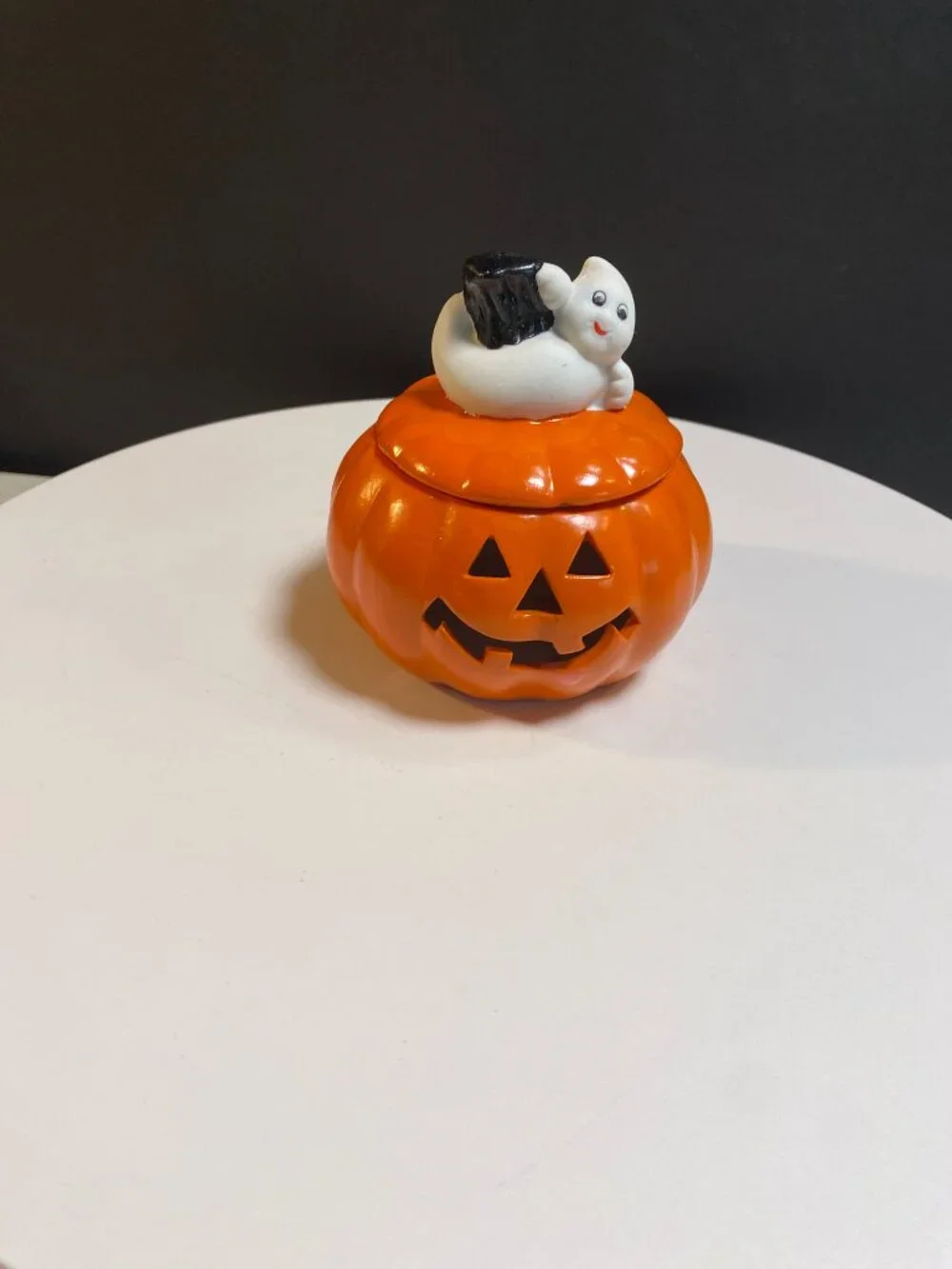 Ceramic Candle Holder Halloween Jack-O-Lantern Ghost